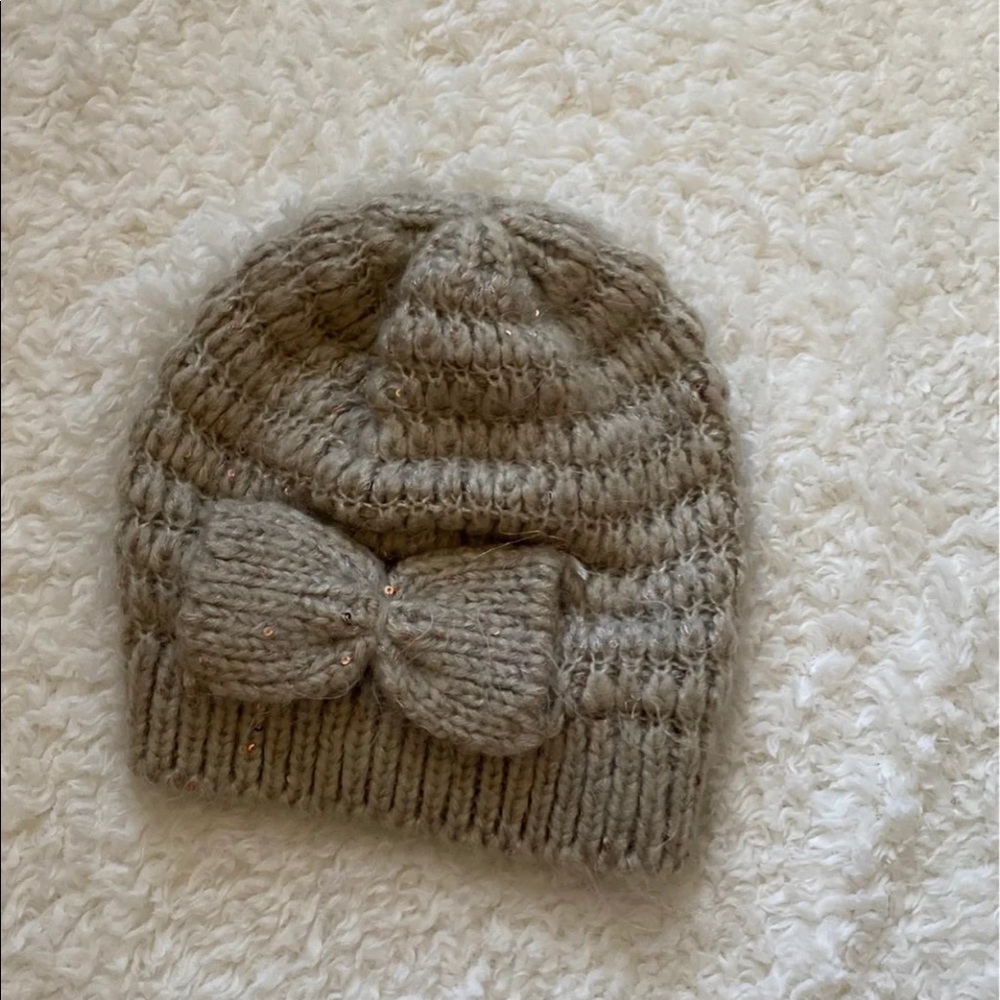 Sequined Bow Beanie